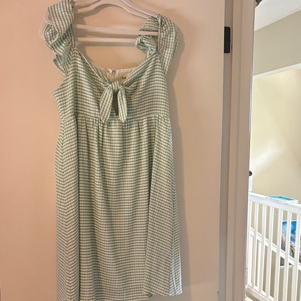Peach Love California Mint Gingham Dress